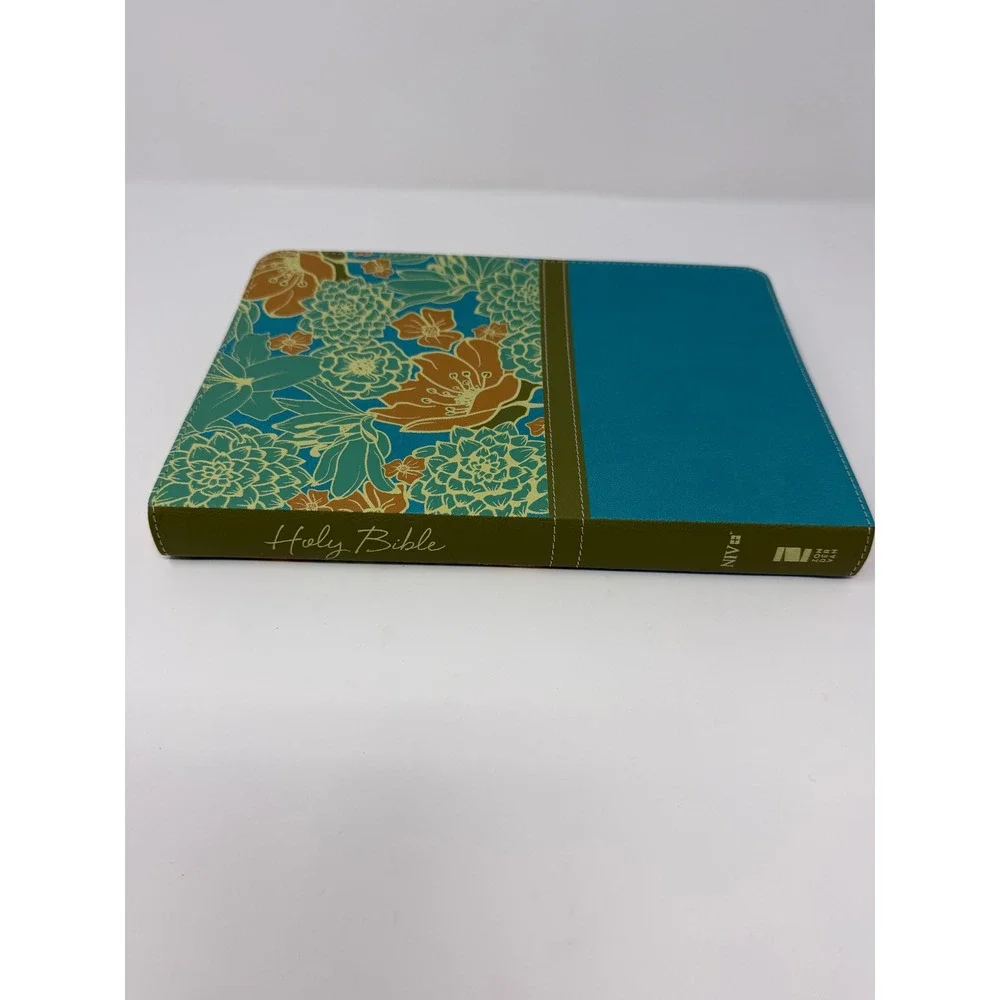 Zondervan NIV Thinline Bible Large Print Turquoise Floral Leathersoft